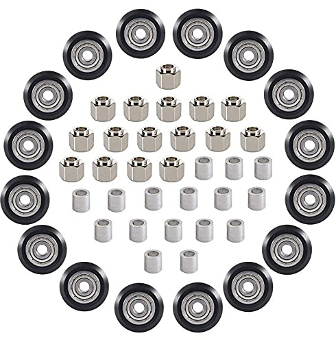 POM Riemenscheiben für 3D-Drucker mit Riemenscheibenlager inklusive 16 POM-Räder, 16 Exzenterabstandshalter, 16 runde Säulen für Creality Anycubic Anet Series Ender 3 3D-Drucker