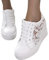 Minetom Chaussure Baskets Tennis Plateforme Femme Dentelle Laçage Respirantes Plat Loafers Jogging Chaussures D Blanc 36 EU