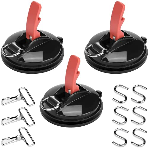 profiwoab 3 Pcs Heavy Duty Suction Cup with D Ring car Awning Suction Cup Camping car tarp Awning Suction Cups Hold Up to 22 lbs /10kg