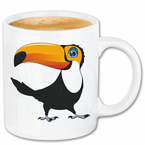 Reifen-Markt Kaffeetasse VOGEL BABY - AMSEL - DROSSEL - FINK - PAPAGEI Keramik 330 ml in Weiß