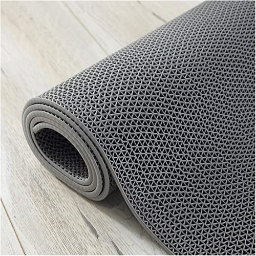 Tapis de sol de drainage, 90 x 300 cm, antidérapant, tapis de cuisine, tapis de bain, tapis de sol, en maille PVC, creux, pour zones humides, cuisine, piscine, buanderie, restaurant, garage, gris