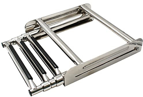 HYQNG 4-Step Slide Mount Boat Boarding Ladder, 316 Stainless Steel Telescoping Ladder with Slip-Proof Plastic Tread, 408kg Capacity for Marine Yacht/Swimming Pool