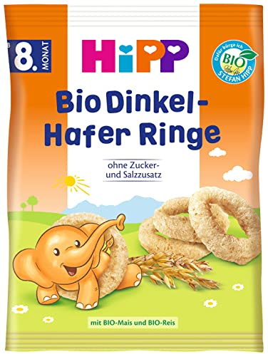 HiPP Bio Knabberprodukte Bio-Dinkel-Hafer Ringe, 7er Pack (7 x 30 g)