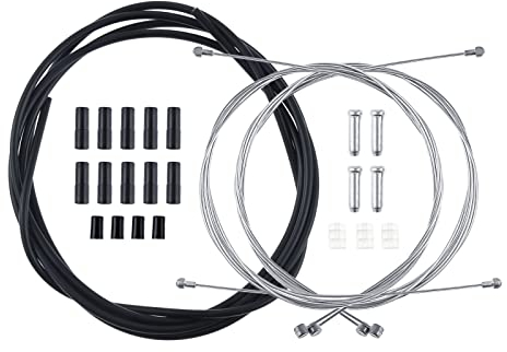 Fahrrad Bremskabel Universal Bremszug Schaltzug, Fahrrad Innen Bremsseil Gehäuse für MTB Rennrad, 2.5m Bowdenzug Hülle + 1.1m Bremsschlauch Vorne + 1.7m Bremszug Fahrrad Hinten mit Endkappen, Schwarz