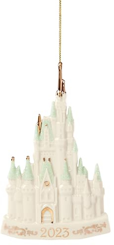 Lenox 2023 Cinderella Schloss Ornament, Elfenbein, Porzellan, Hängend, Weihnachten