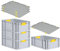 PROREGAL SuperSparSet 4x Eurobox NextGen Color mit Auflagedeckel & Schiebeschnappverschlüsse, HxBxT 22x40x60cm, 44L, Griffe gelb geschlossen, Verstärkter Boden, Eurobehälter Transportbox