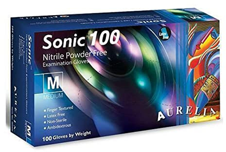 Sonic Nitrile Gloves, Latex, Talc Free, Cobalt Free, 100 Pieces (1, M)