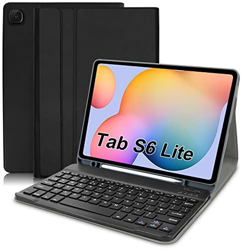 TENGWUDZ Samsung Galaxy Tab S6 Lite Case with Keyboard, Detachable (UK layout) Bluetooth Keyboard Case for Samsung Tab S6 Lite 10.4”2022/2020 (SM-P610/P615/P613/P619), Black