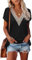 Famulily Black T Shirts for Women V Neck Tops, Petal Sleeve Ladies Casual Summer Going Out Top, Relaxed Fit (L, Black)
