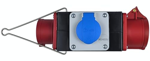 RoadEu - Ciabatta Elettrica Industriale con uscite CEE e Schuko, Distributore portatile 16A 5P - Distributore di corrente IP44-5 pin spina CEE e presa di alimentazione, Adattatore industriale