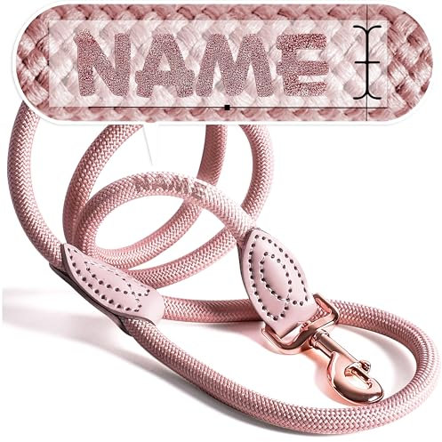 Personalisierte Hundeleine 1,2 m oder 1,7 m Länge (leicht dehnbar) extrem hochwertig verarbeitet | Tauleine für Hunde | Führleine mit Namen (Mauve, 170 cm)