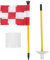 Fiberglass Golf Flag Stick Set Small and Convenient, Sturdy Flagpole, Easy Drainage for Home or Practice Greens with Tear Resistant Flagfor Kids or Juniors (White Red Grid)