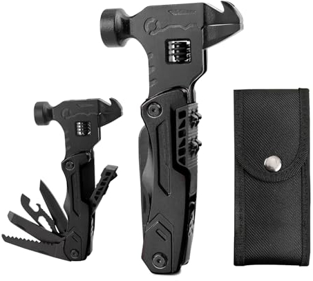 Multitool, 12 in 1 Martello Multiuso in Acciaio Inossidabile Multifunzione Strumenti di Sopravvivenza Adatti per Campeggio, Fai-da-te, Escursionismo, Caccia e Pesca