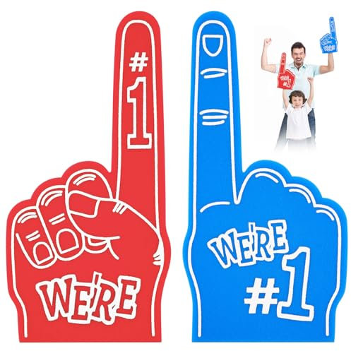 Aolso Schaumstoff Finger, 2 Stück Schaumstoff-Hand, Riesige Schaumfinger, Fingerpuppen, Inspirierend Sportfan Zubehör, Schaumstoff Hand für Sportveranstaltungen, Sport-Fan-Spiele (Rot/Blau)