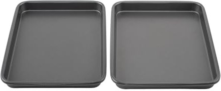 GoodCook Everyday - Juego de 2 mini bandejas para horno tostador de acero antiadherente de 9 x 6.2 pulgadas, color gris