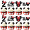 Xsstarmi 24 Pack 2nd Birthday Mouse Inspired Cupcake Toppers, Red Bow Two Oldes Mini Cupcake Picks for Baby Shower Party Cake Decorations
