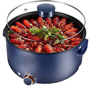 YIHANSS Olla eléctrica de 5 l, Olla rápida para cocinar Fideos, sartén eléctrica con Revestimiento Antiadherente, Olla eléctrica multifunción con Tapa
