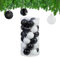 Relaxdays Weihnachtskugeln im 30er Set, Kunststoff, D: 6 cm, Weihnachtsbaumdeko, Baumschmuck bruchsicher, schwarz/weiß