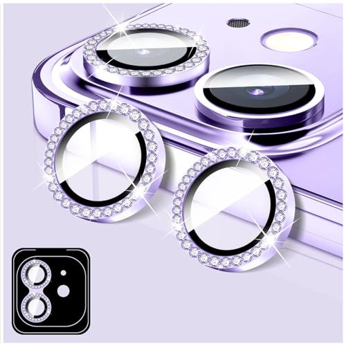 LucBuy Protecteur D'appareil Photo pour iPhone 11, Protecteur D'objectif D'appareil Photo en Verre Trempé Diamant, Anneaux Métalliques à Alignement Automatique Individuels
