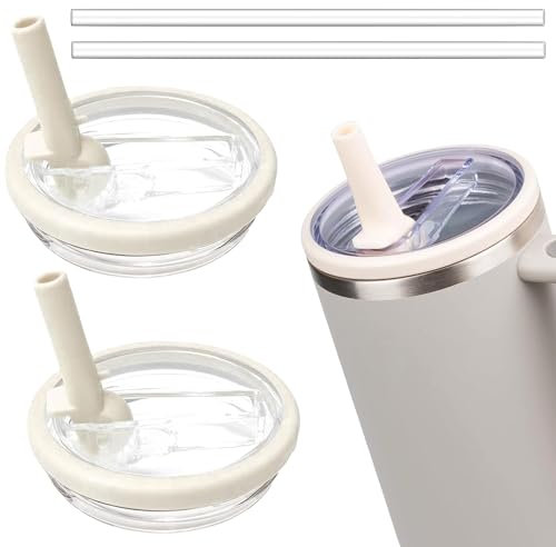 2Pcs Lid Replacement For Stanley 40oz, Stanley Flip Straw Tumbler, Stanley Cup Leakproof, Gifts For Stanley Cup Lids Accessories White Pink (white)