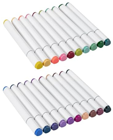 Ideen mit Herz Duo-Marker | Sortierung 2 | mit 2 Spitzen | Twin | Ausmal-Stifte auf Wasserbasis | Filzstifte | Fasermaler | Airbrush-Pen | 20 Stück