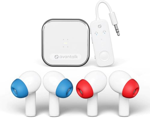 Avantalk Sky Infinity NC – Bluetooth 5.3 Noise Cancelling Ohrhörer für Langstreckenflüge & Flugreisen | 2 Paar kabellose Kopfhörer mit Audio-Sender, aptX Low Latency, 30 Std. Akkulaufzeit
