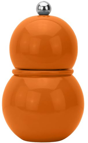 Addison Ross Chubbie Bobbin Salt or Pepper Mill – Easy Twist Ceramic Grinder – Sustainable Rubber Wood – Modern Design – Ideal Wedding Gifts or Housewarming Gift – Kitchen Accessories – Orange – 12cm
