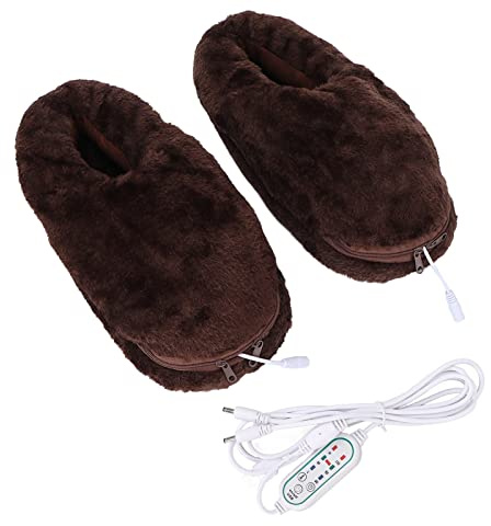 Zapatillas con Calefacción USB, Zapatos Calentadores de Pies, Zapatillas con Calefacción Eléctrica, Temperatura Ajustable, Zapatos Calefactores de Felpa Suave para Invierno para