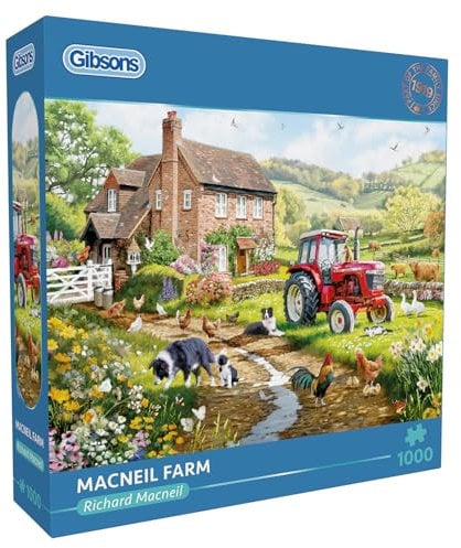 Gibsons Macneil Farm 1000 Piece Jigsaw Puzzle for Adults Traditional Countryside Farm Life & Animals Thick Pieces Sustainable 100% Recycled Board Great Gift by Gibsons Games