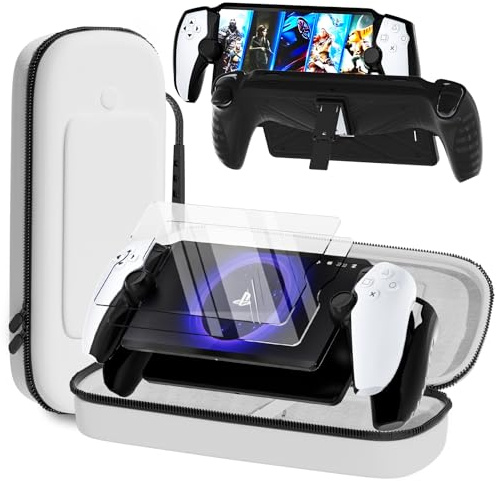 QUAGGY 3-in-1 Accessoris Kit Compatible with Playstation Portal, EVA Carrying Case for PS Portal with Silicone Protective Cover with stand