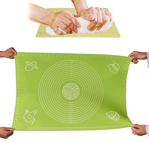 Große Antihafte Backmatte, 40 X 50 cm Rutschfeste Silikon Backmatt, Teigmatte Backunterlage Zum Teig Ausrollen, Silikon Teigunterlage Ausrollmatte mit Messung, Backunterlage für Pizza, Gebäck (1)