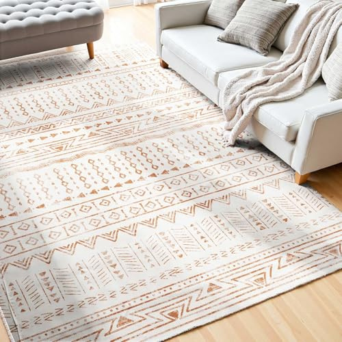VEVOR Area Rug, 5 x 8 ft Large Washable Rug, Non-Slip and Tear-Resistant Soft Carpet, Pet & Child Friendly Modern Area Rugs, Indoor Mat for Bedroom, Office, Living Room, Kids Room, Entryway, Beige