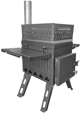 Camping Folding Wood Charcoal Firewood Outdoor Fishing Heating Stove Multifunction Portable Sauna Stove Tent Heating Stoves For Dry Sauna, Cooking(Black)
