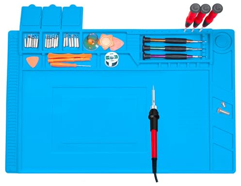 Magnetische Lötmatte, 500℃ Hitzebeständig Reparaturmatte, 45 x 30 cm Lötmatte Antistatische Reparatur Matte Soldering Mat für die Reparatur von Uhren, Telefonen Laptops