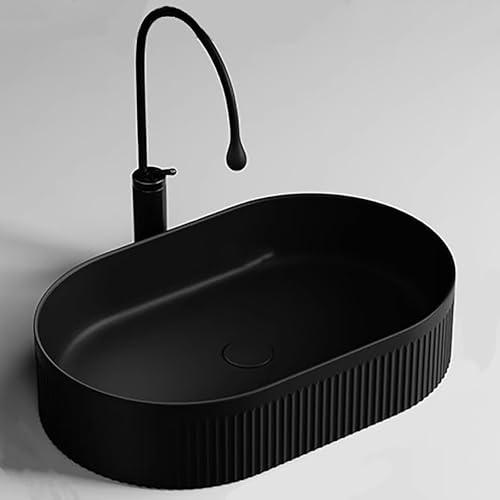 Lavandino da Appoggio Sopra il Piano, Moderno Lavatoio Ceramica in Porcellana Bianca, Lavandini Bagno Sopra il Piano, per Hotel, Servizi Igienici, Lavabi(Large)