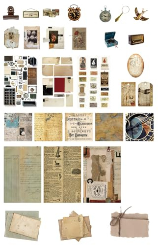 Filvczt Scrapbook Supplies Sticker Papers Pack | Zubehör für Junk-Zeitschriften,Antiker Scrapbooking-Schulplaner für Bullet Journals Hochzeitseinladungen
