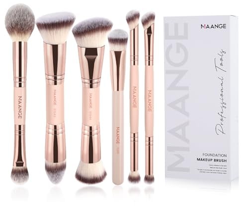 MAANGE 6-teilig Make up Pinsel Set 11-in-6 Duo-End Make up Pinsel mit Foundation-, Blush-, Concealer-,Puderp- & Lidschatten Pinsel