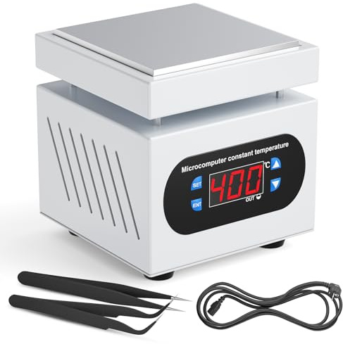 Station de chauffage PCB - 350 W - Plaque chauffante électrique - 100 x 100 mm - 0-400 °C - Station de préchauffage - Micro-ordinateur LED - Préchauffage électrique - Pour réparation d'écran et