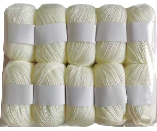 10er Set Luxus - Mischgarn - 500g Wolle - 01 Milchweiß - weiches Webgarn geeignet für Pullover, Babydecken, Schals - 10x 50g - Hochwertige Fasern für Häkeln und Basteln