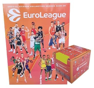 Turkish Airlines EuroLeague Basketball 2025/26 Bundle – Softcover Album + Sticker Display (36 Tüten) – Zufällige Sticker, keine komplette Kollektion