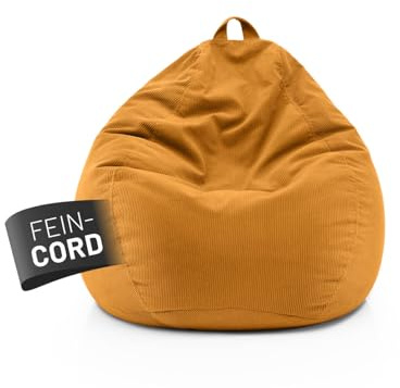 Lumaland Comfort Line Sitzsack Feincord M - 120 L | bequemer Sofa Sessel Cord – ideal zum Pouf | EPS Perlen Bean Bag mit Füllung | Indoor Sitzsessel - waschbar | Liegesack für Erwachsene & Teenager