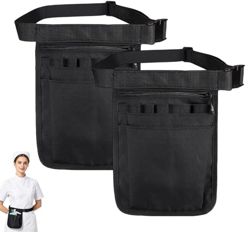 2 Stück Kellnertasche mit Gürtel, Hüfttaschen Mehrschichtig Gürteltasche Arbeit Einzelhandel Gürteltasche Werkzeug mit Verstellbarem (Schwarz)