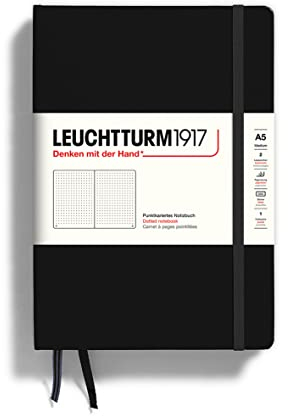 LEUCHTTURM1917 329398 Notizbuch Medium (A5), Hardcover, Schwarz, Dotted