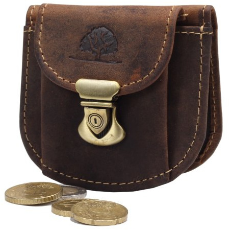 Greenburry Vintage Geldbeutel Leder Portmonee braun | 8,5x8x1cm