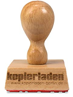 Holzstempel 40 mm, mit individueller Stempelplatte - Stempel selbst gestalten - Bürostempel, Textstempel, Adressstempel