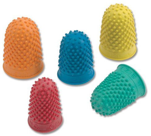Pack of 15 Coloured Assorted Size Rubber Finger Cones Thimblettes 3 of Each