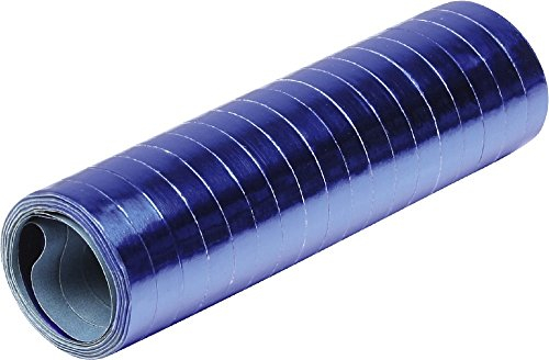 18 Luftschlangen * BLAU METALLIC * als Deko für Party, Geburtstag oder Jubiläum // 1 Rolle // Silvester Tischdeko