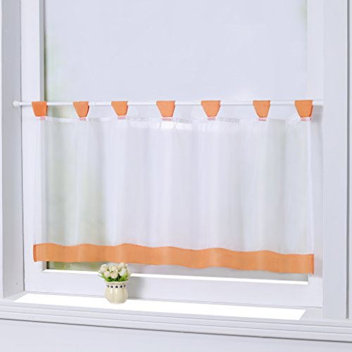 Joyswahl Bistrogardine Voile Schlaufen Scheibengardine Mia Küchen Transparenter Vorhang HxB 45x90cm Orange 1er Pack