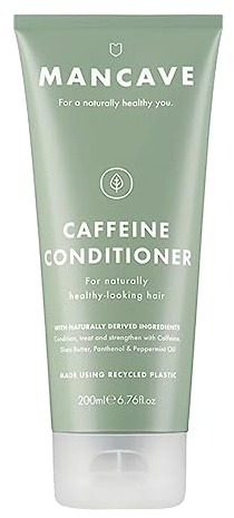 ManCave Koffein-Conditioner, 200 ml für Männer, fördert gesundes Haarwachstum, pflegt und stärkt mit natürlich gewonnenen Inhaltsstoffen, veganfreundlich, Flasche aus recycelten Kunststoffen