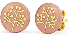 lille mus Porzellan-Ohrstecker BÄUMCHEN - Altrosa/Gold
